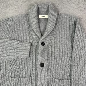 Buck Mason Herdsman Shawl Collar Cardigan Mens Large Gray Wool Cashmere Sweater